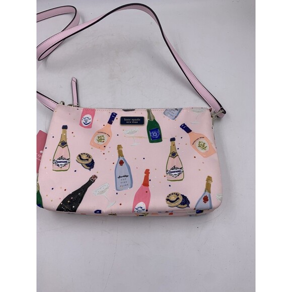 Kate Spade Triple Gusset Crossbody DOWN CHAMPAGNE NWT Blemished - Picture 2 of 13